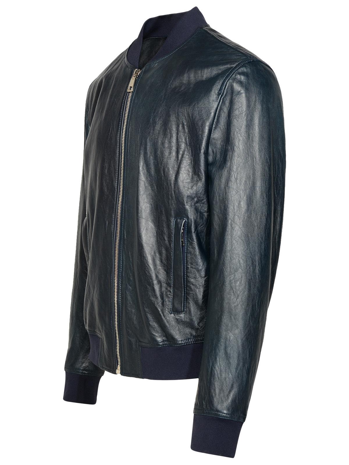 Dolce &amp; Gabbana Navy Lambskin Jacket