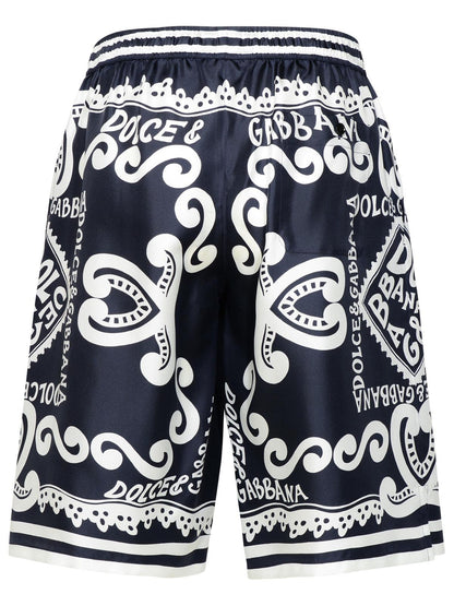 Dolce &amp; Gabbana Bermuda Shorts Navy Silk Joggers