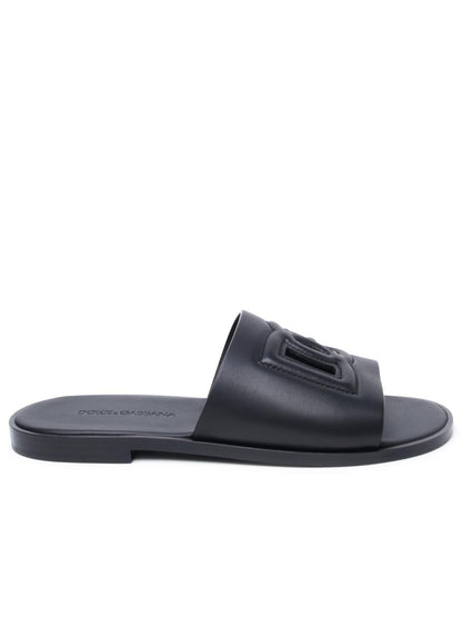 Dolce &amp; Gabbana Black Nappa Slippers