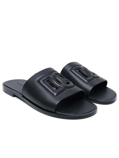 Dolce &amp; Gabbana Black Nappa Slippers