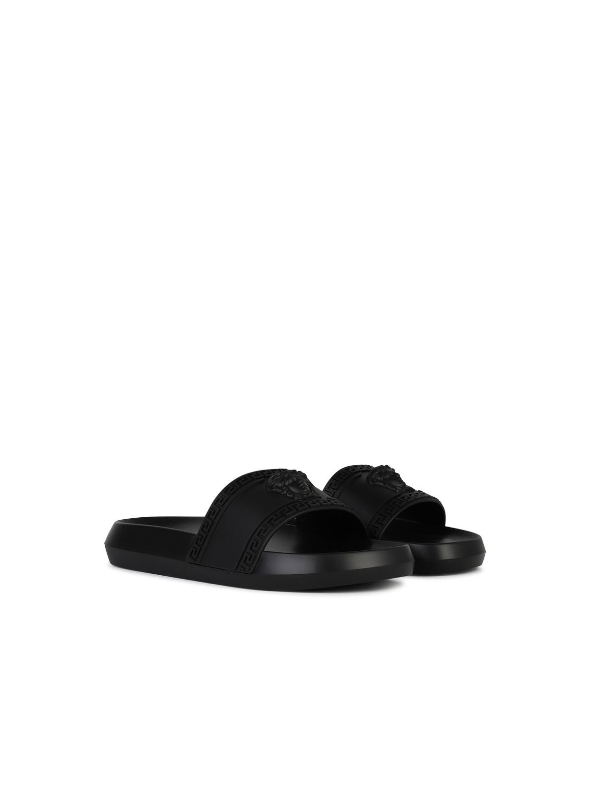 Versace Black Rubber Slippers