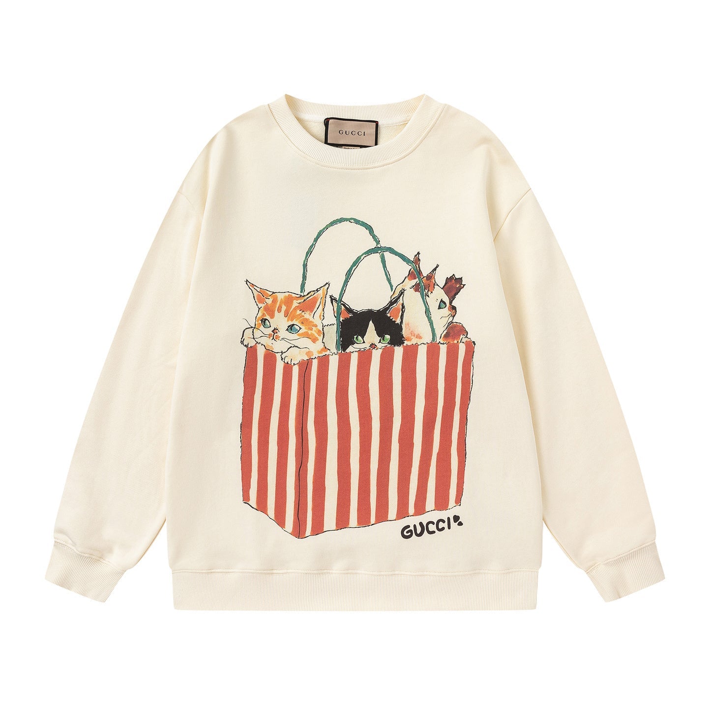GUCCI Beige Cotton Jersey Sweatshirt New &amp; Authentic