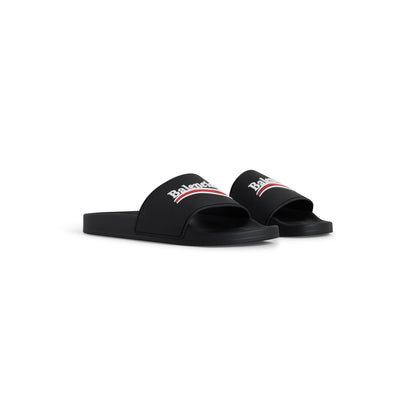 BALENCIAGA Pool Rubber Political Logo Sandals