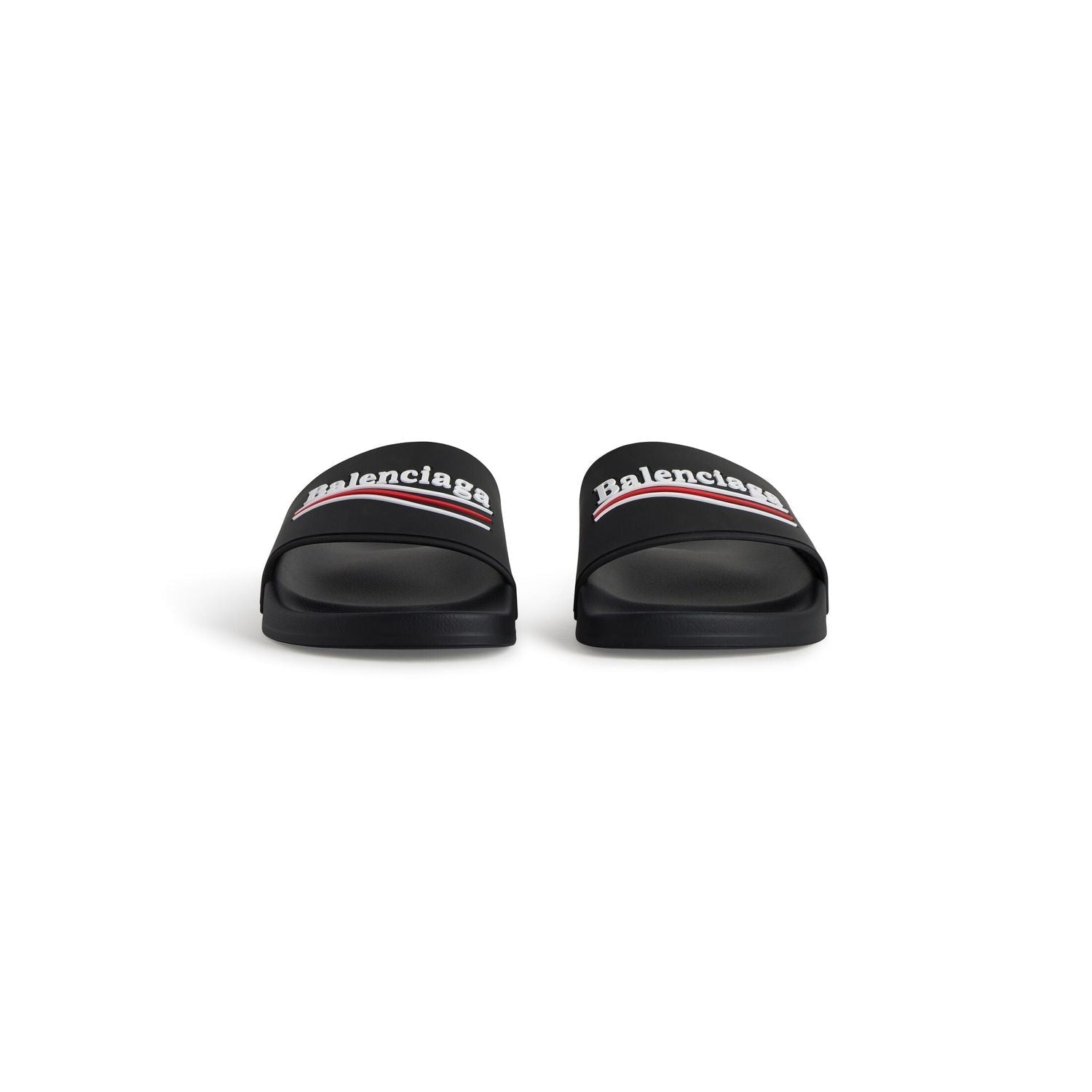 BALENCIAGA Pool Rubber Political Logo Sandals