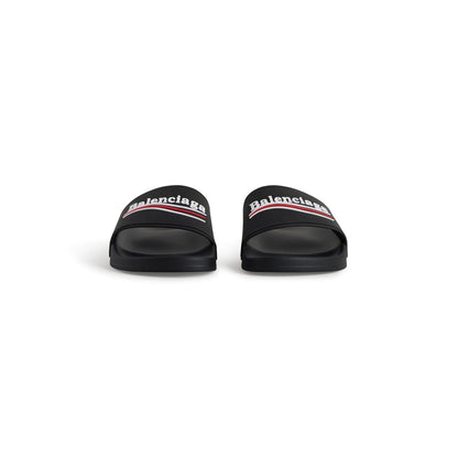 BALENCIAGA Pool Rubber Political Logo Sandals