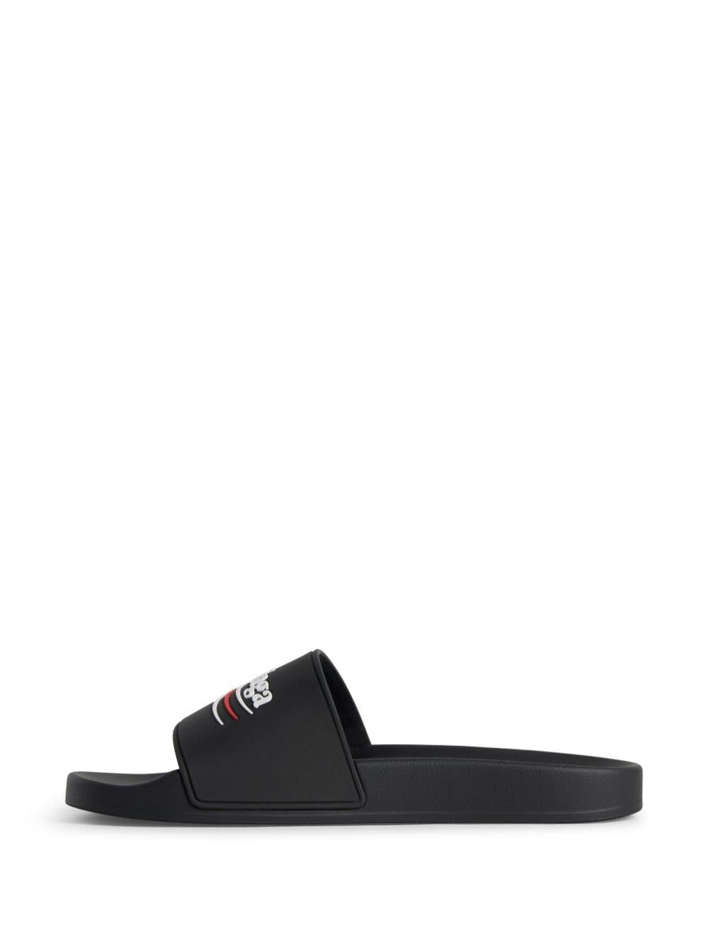 BALENCIAGA Pool Rubber Political Logo Sandals