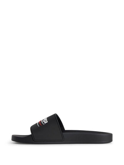 BALENCIAGA Pool Rubber Political Logo Sandals