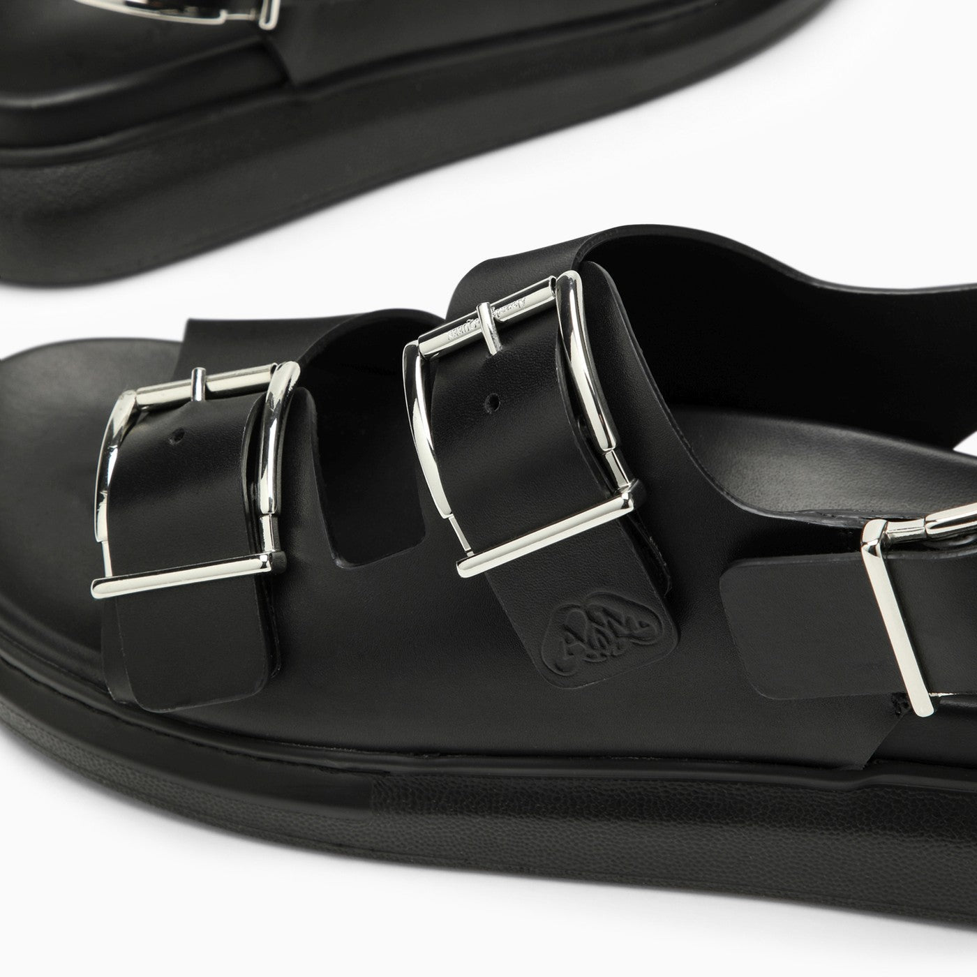 Alexander Mc Queen Black Leather Sandal