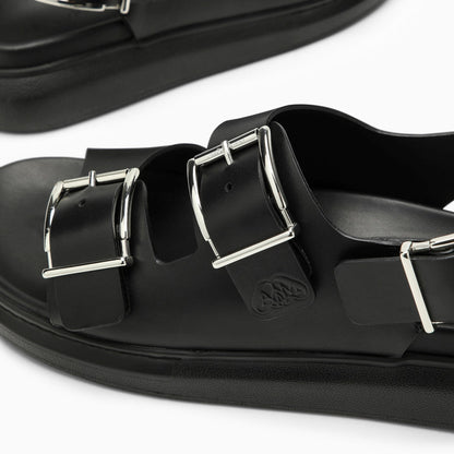 Alexander Mc Queen Black Leather Sandal