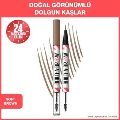 Maybelline Build-A-Brow: 2-in-1 Soft Brown Eyebrow Pen &amp; Setting Gel | Long-Lasting Definition, Easy Application, Natural Look