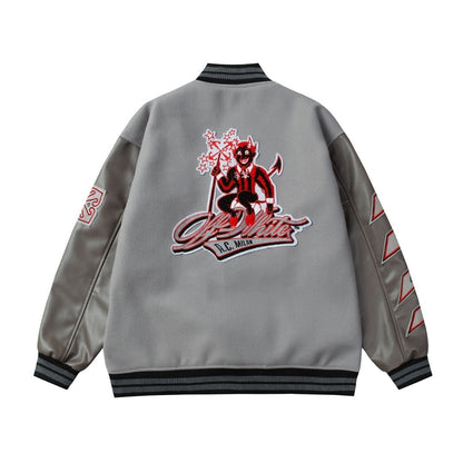 AC Milan Off-White Gray Varsity Wool Jacket