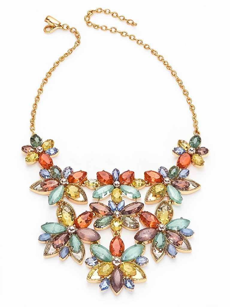 I.n.c. Gold-Tone Crystal &amp; Stone Flower Statement Necklace