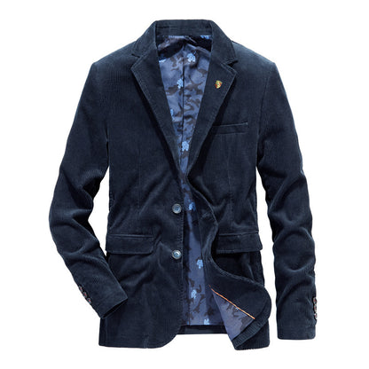 Mens Corduroy Suit Jacket Retro Casual Blazer