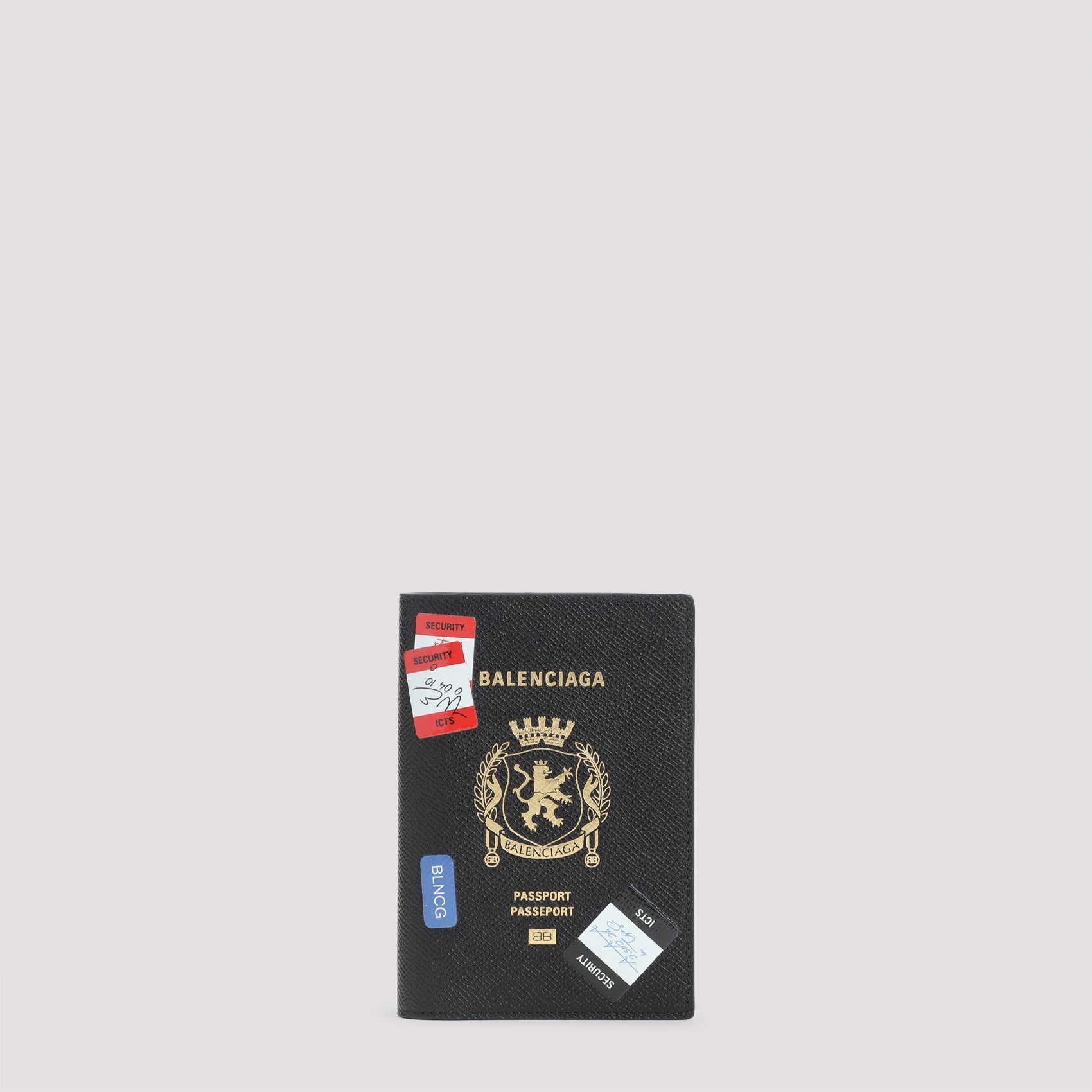 BALENCIAGA Leather Passport Holder with Multicolor Accent