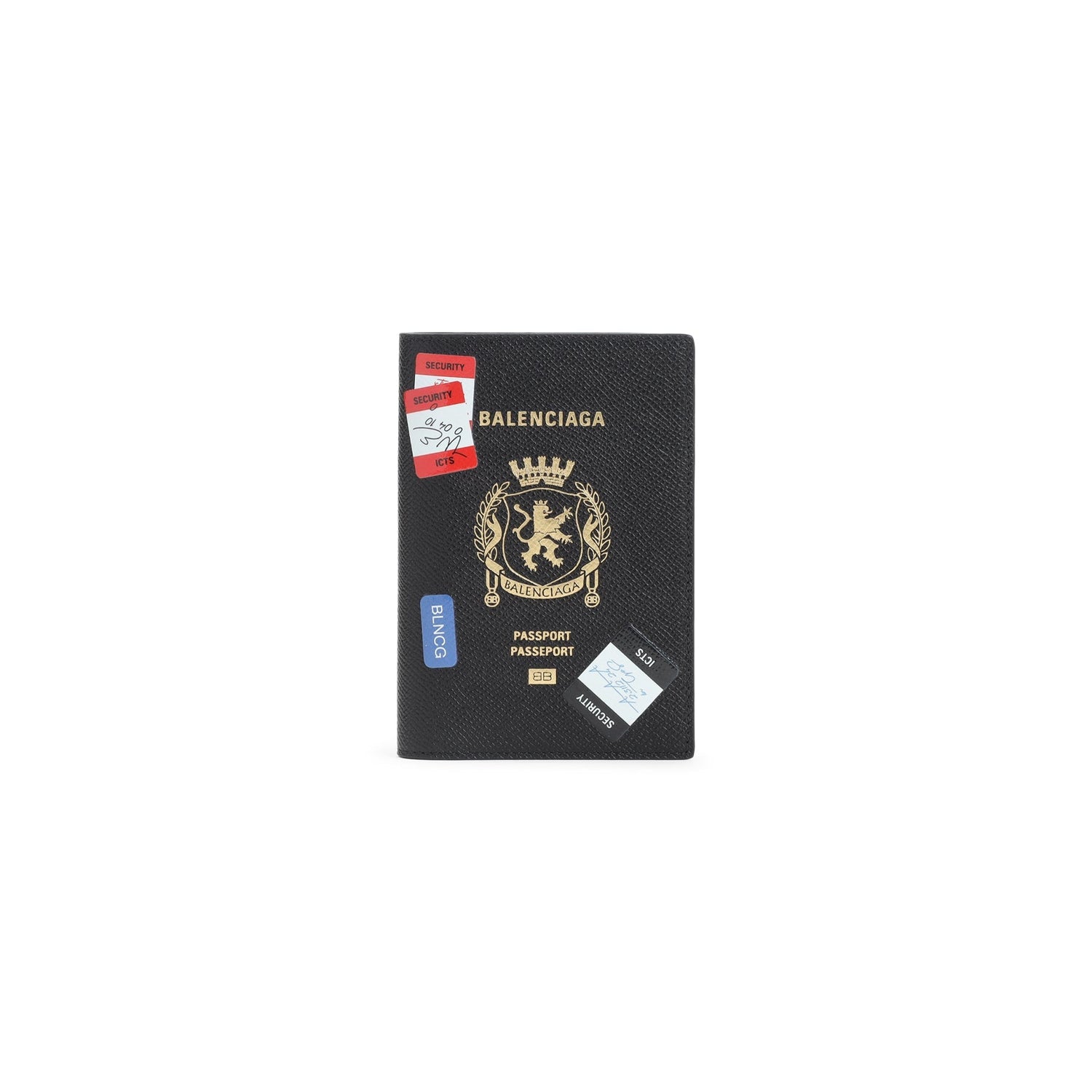 BALENCIAGA Leather Passport Holder with Multicolor Accent