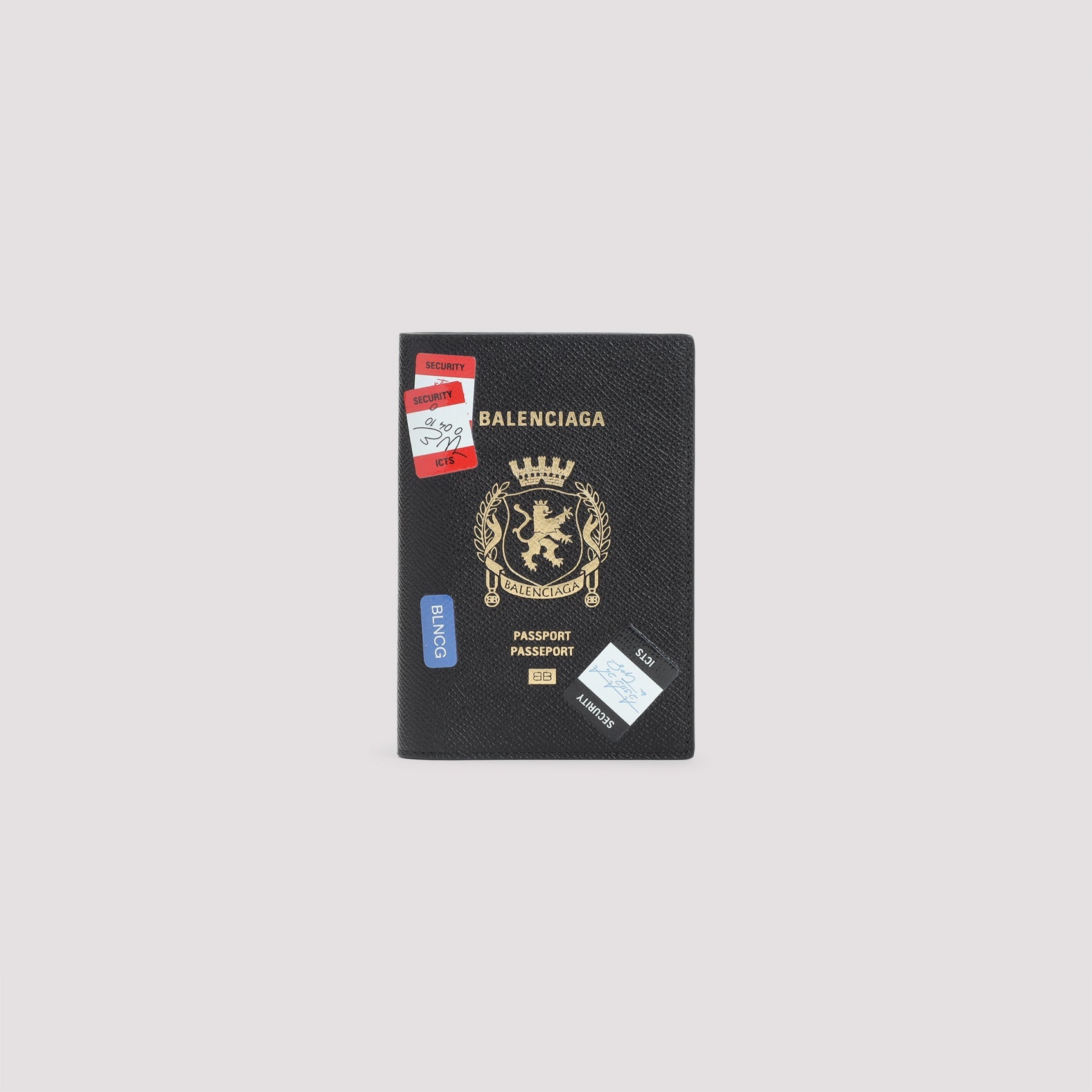 BALENCIAGA Leather Passport Holder with Multicolor Accent