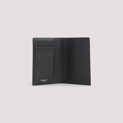BALENCIAGA Leather Passport Holder with Multicolor Accent