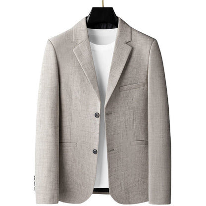 Men Slim Fit Linen Blend Solid Color Casual Suits