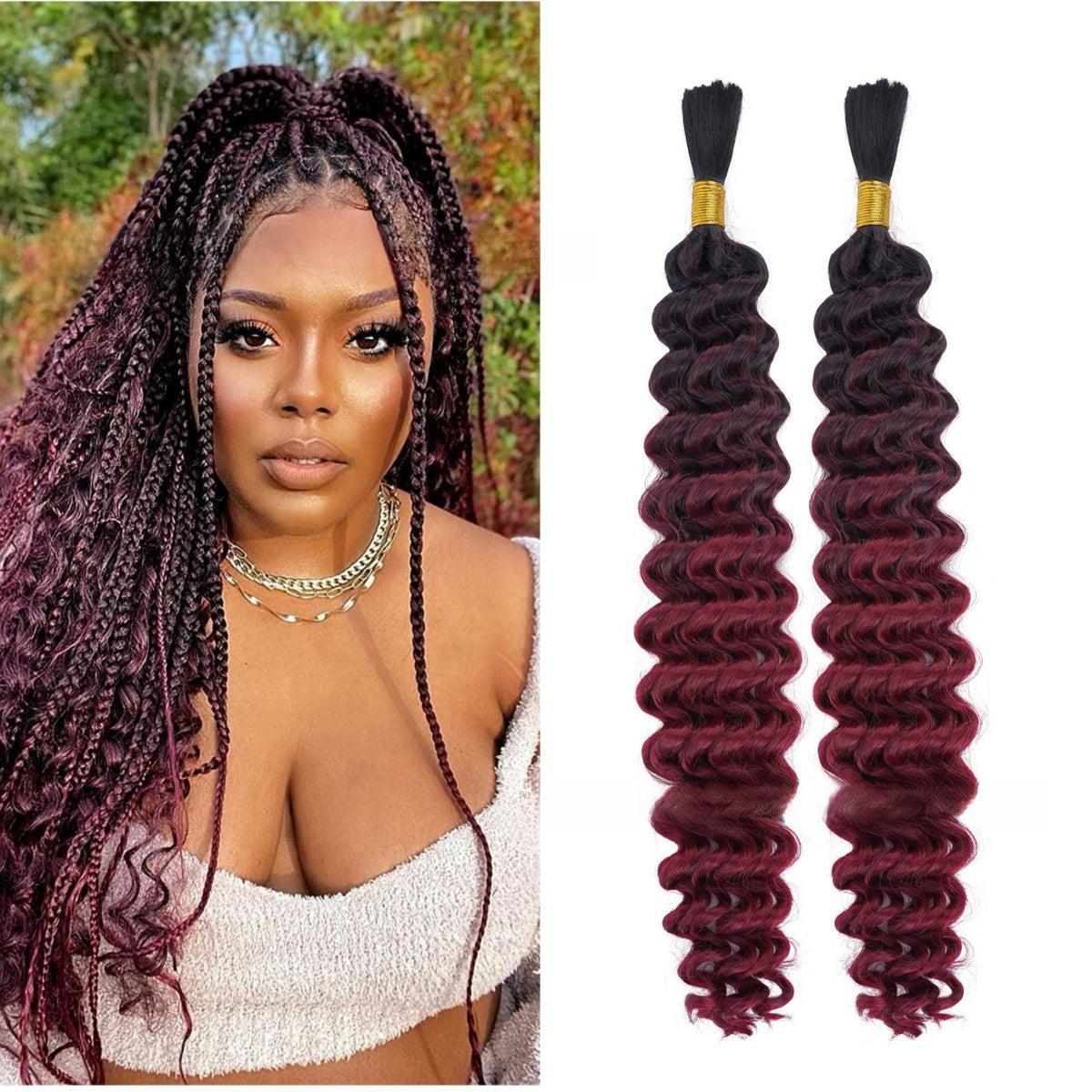 Deep Wave Bohemian Braid Wig Hand-Woven Hair Extensions