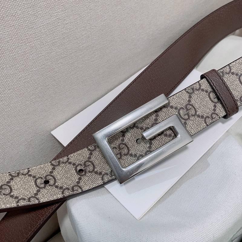GUCCI Embellished coated-canvas and leather belt &
