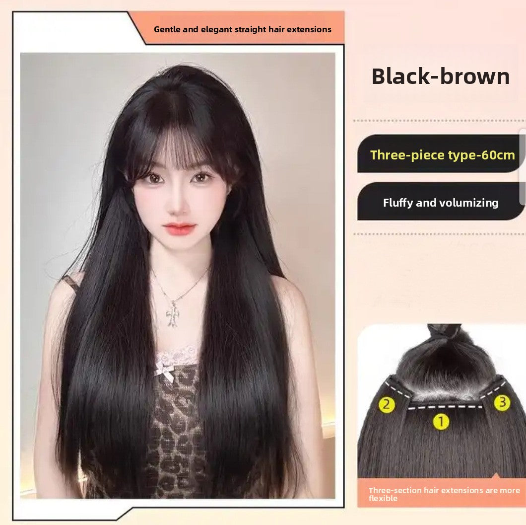 Long Straight Hair Extensions Three-Piece Set