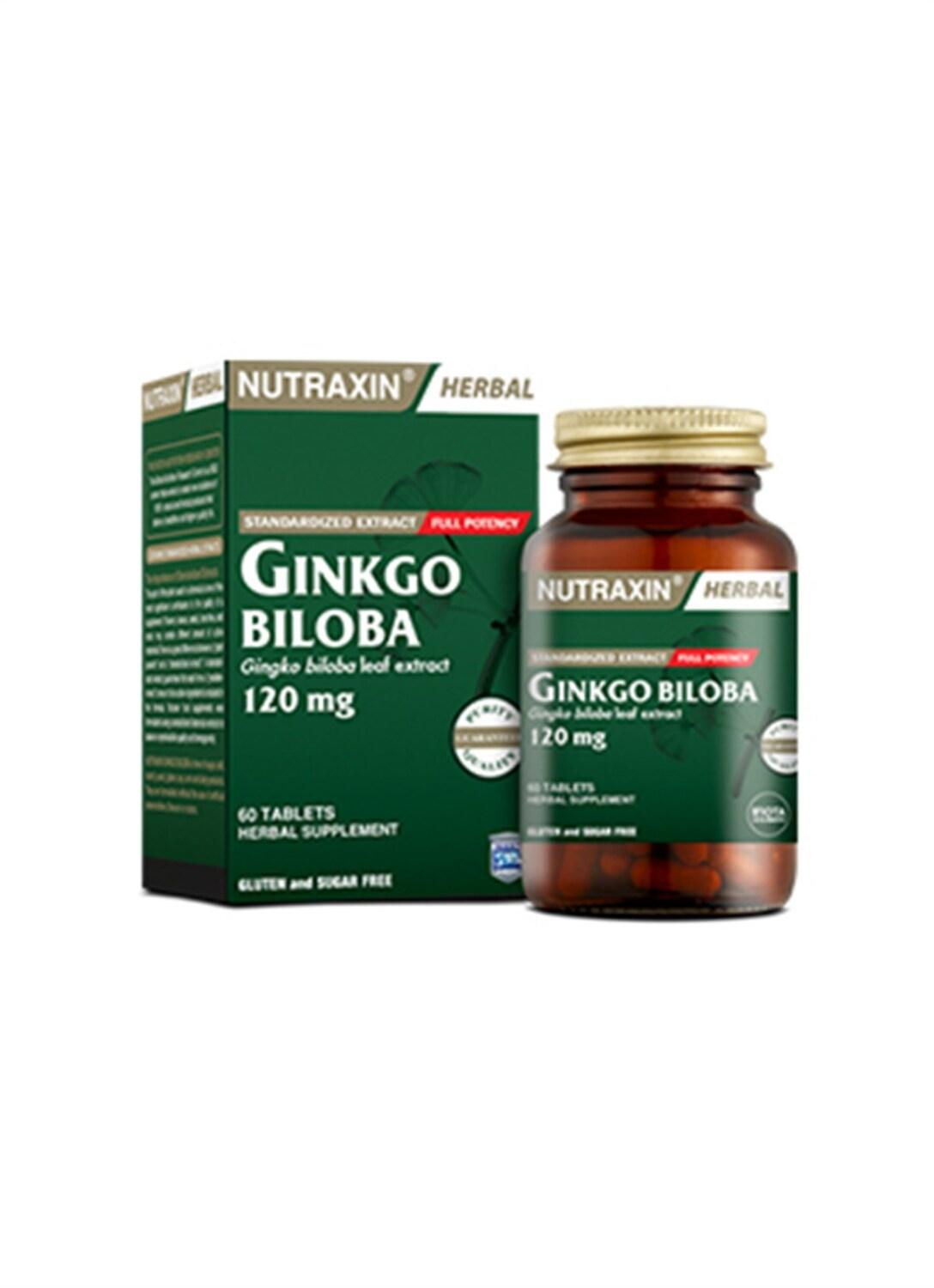 Nutraxin Ginkgo Biloba 120 mg Supplement - Brain Health &amp; Cognitive Support for Adults, 60 Capsules
