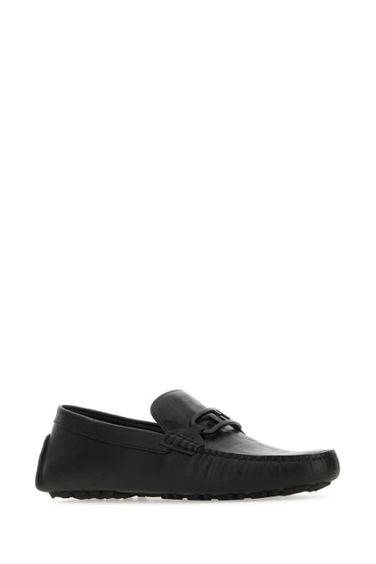FENDI Leather Diver O Lock Loafers