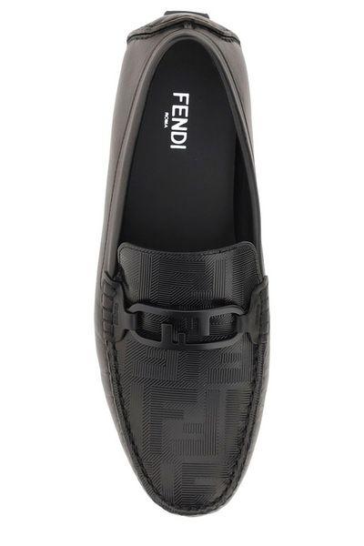 FENDI Leather Diver O Lock Loafers
