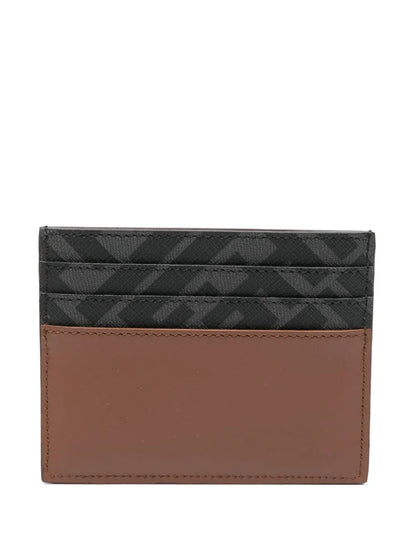 FENDI Squared Canvas and Leather Card Holder