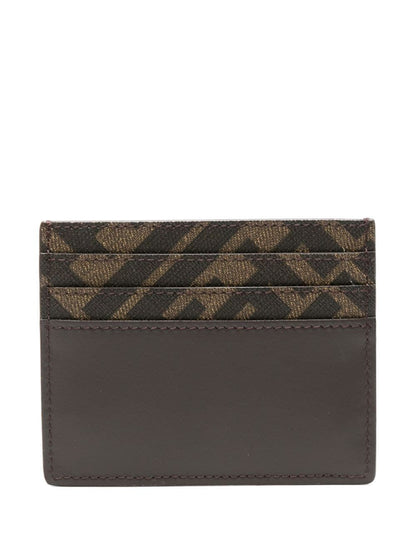 FENDI FF Logo Plaque Mini Leather Cardholder