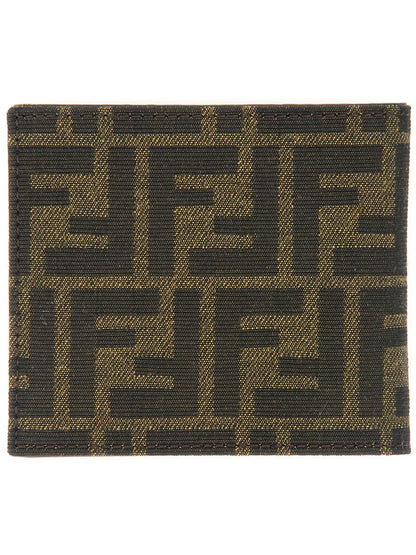 FENDI Leather Wallet with Signature Jacquard Design - Bi-Fold