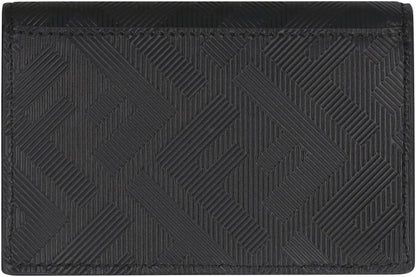 FENDI Leather Card Holder with FF Motif - 11 cm x 7.5 cm