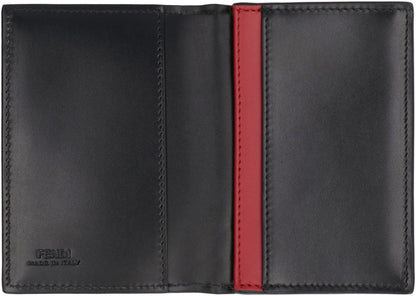 FENDI Leather Card Holder with FF Motif - 11 cm x 7.5 cm