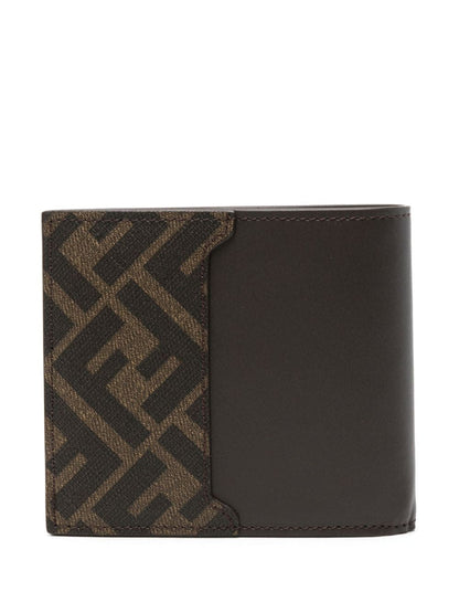 FENDI FF Leather and Canvas Mini Bi-Fold Wallet