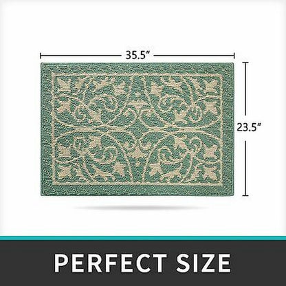 Dexi Door Mat Indoor Rugs for Entryway Non Slip Washable, 23.5x35.5, Dark Green