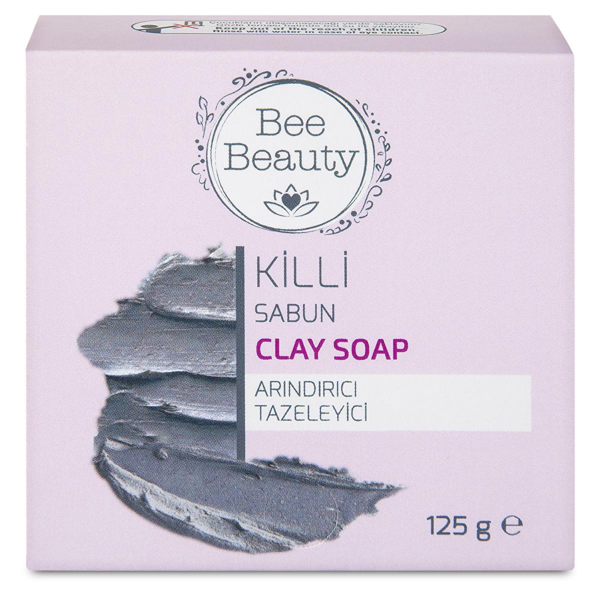 Bee Beauty Natural Clay Soap for Blackhead Removal, Paraben-Free &amp; Caustic Soda-Free, Nourishing Skin Care - 125g