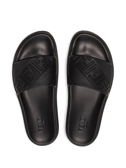 FENDI High Strap Slide Sandals with Embossed FF Motif for Men