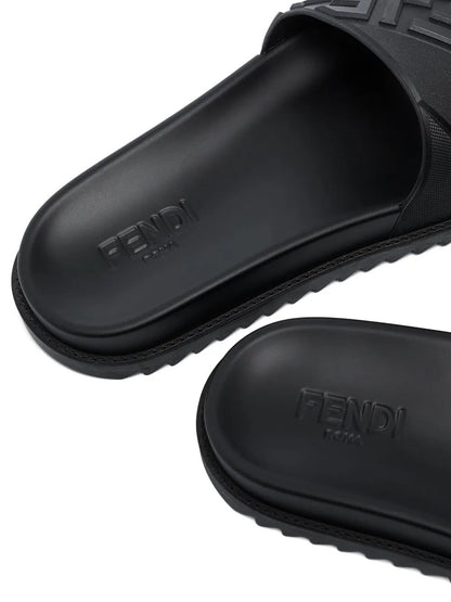 FENDI High Strap Slide Sandals with Embossed FF Motif for Men