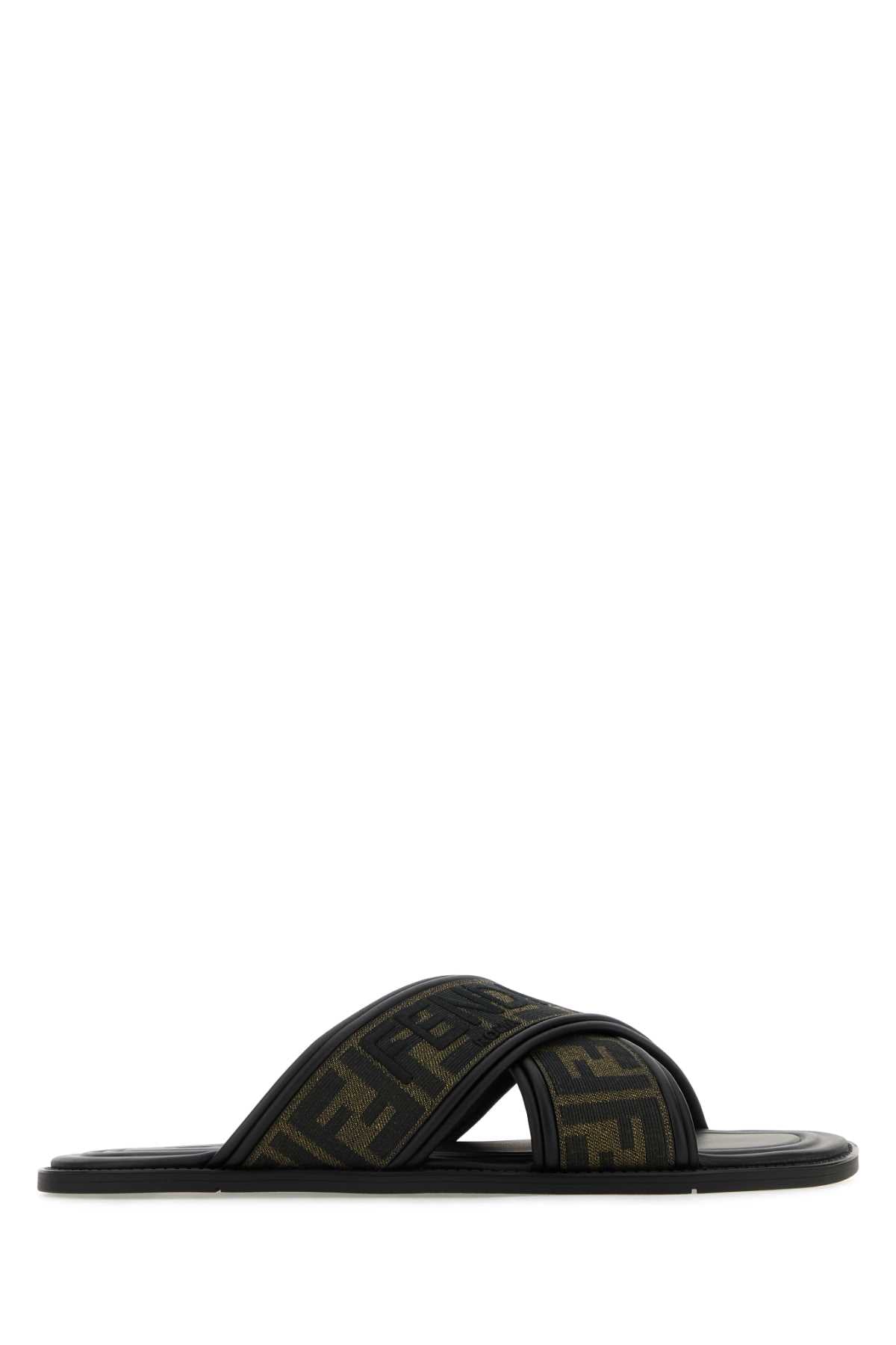 FENDI Embroidered Canvas Fussbett Slippers for Men