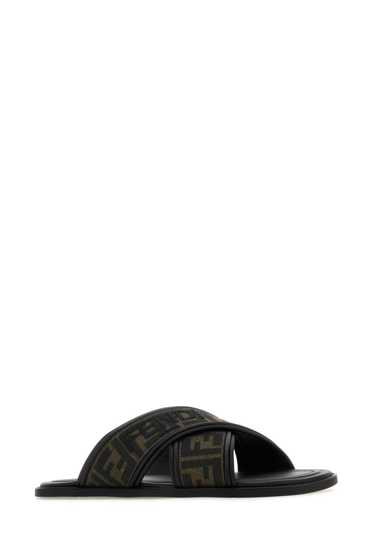 FENDI Embroidered Canvas Fussbett Slippers for Men