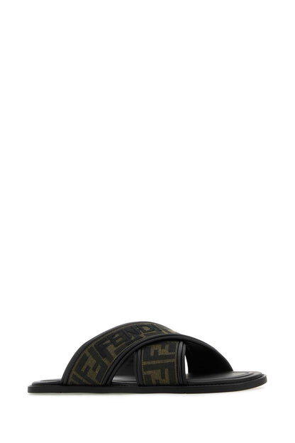 FENDI Embroidered Canvas Fussbett Slippers for Men