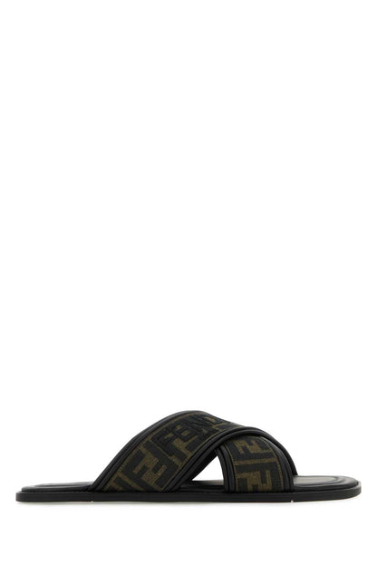 FENDI Embroidered Canvas Fussbett Slippers for Men