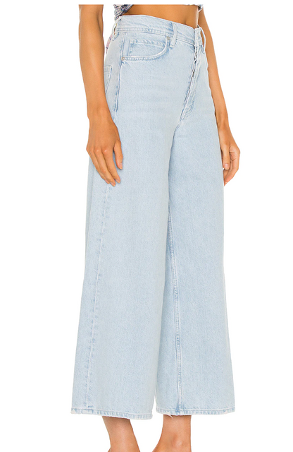 Free People Landry Crop Wide Leg Jeans in Bay Blue
