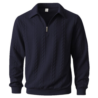 Mens Half Zip Jacquard Polo Shirt