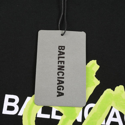 Balenciaga Black &amp; Green T-Shirt Without Collar