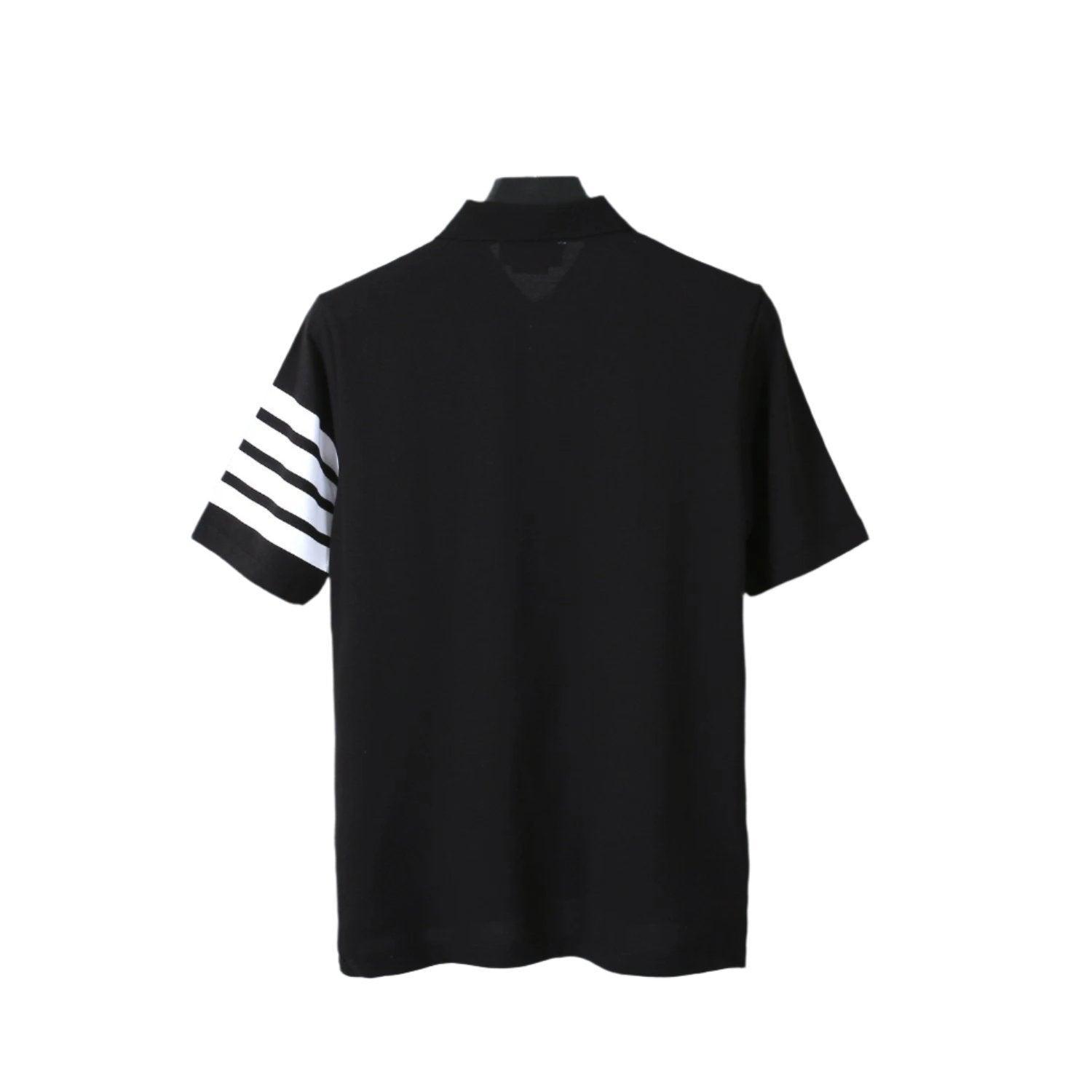 Thom Browne Black T-Shirt with Collar