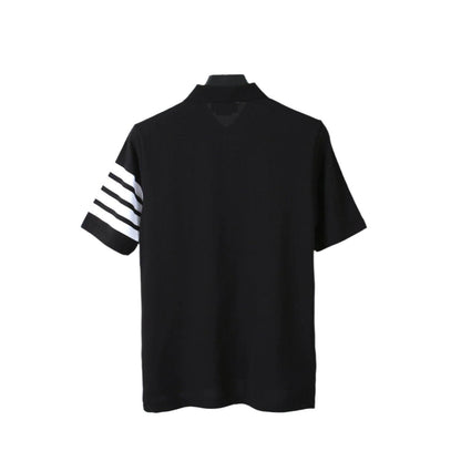 Thom Browne Black T-Shirt with Collar
