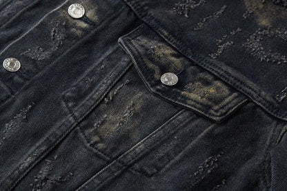 Balenciaga Oversized Distressed Denim Jacket - Black
