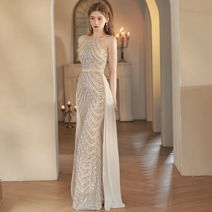 Elegant Halter Neck Fishtail Evening Dress