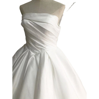 Court Satin Strapless Wedding Dress Long Train